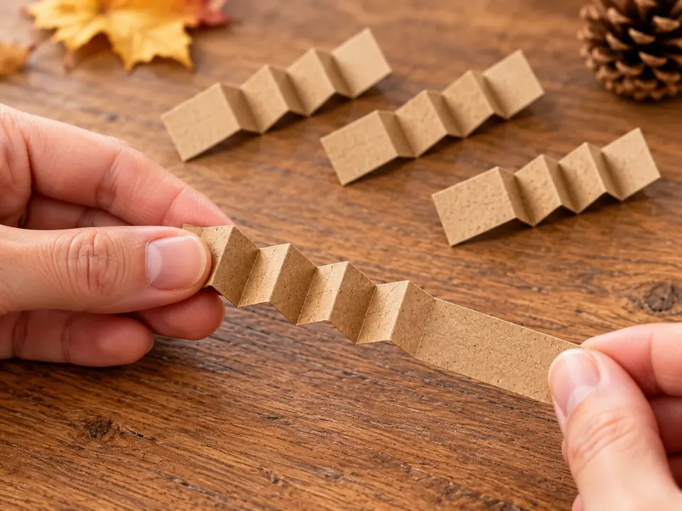 Ein einzelner Papierstreifen wird abwechselnd vor und zurück zur Ziehharmonika gefaltet.
