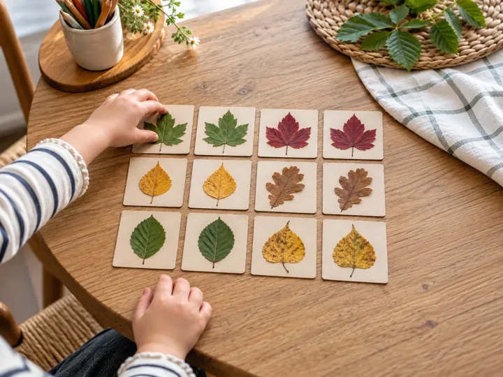Paare finden mit Herbstblättern: Spiel selber machen
